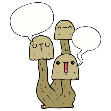 karikatür mantar ve konuşma balonu