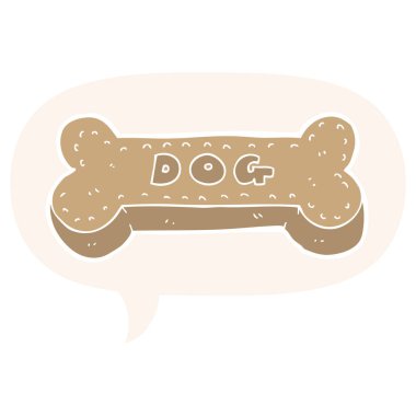 retro tarzıkarikatür köpek bisküvi ve konuşma balonu