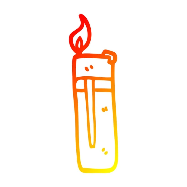 Warm gradient line drawing cartoon disposable lighter — Stock Vector