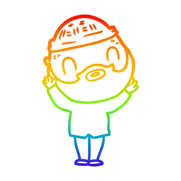 彩虹渐变线绘制卡通胡子男子 — 图库矢量图片
