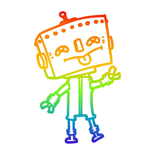 Arco iris gradiente línea dibujo dibujos animados robot — Vector de stock