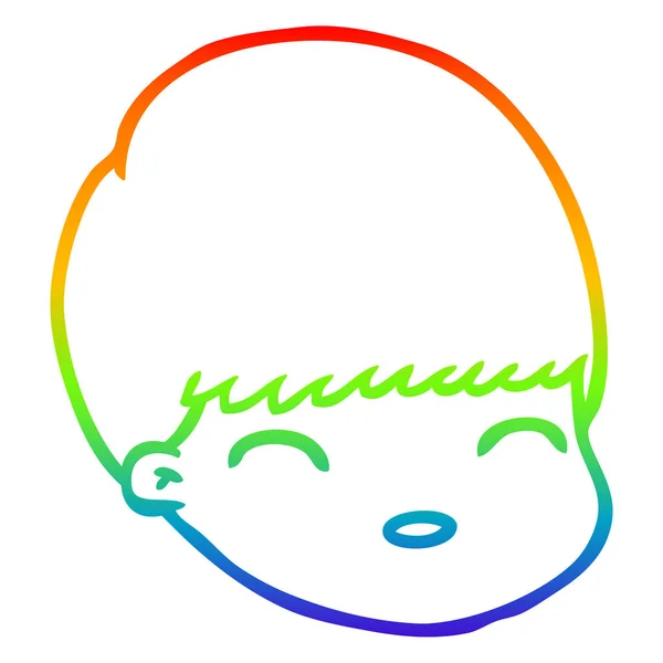 Arco iris gradiente línea dibujo dibujos animados cara masculina — Vector de stock