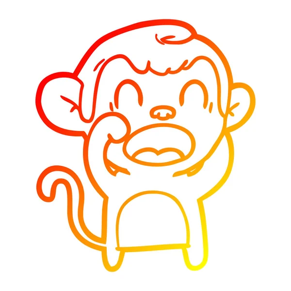 Тёплая градиентная линия, рисующая кричащую мультяшную обезьяну — стоковый вектор