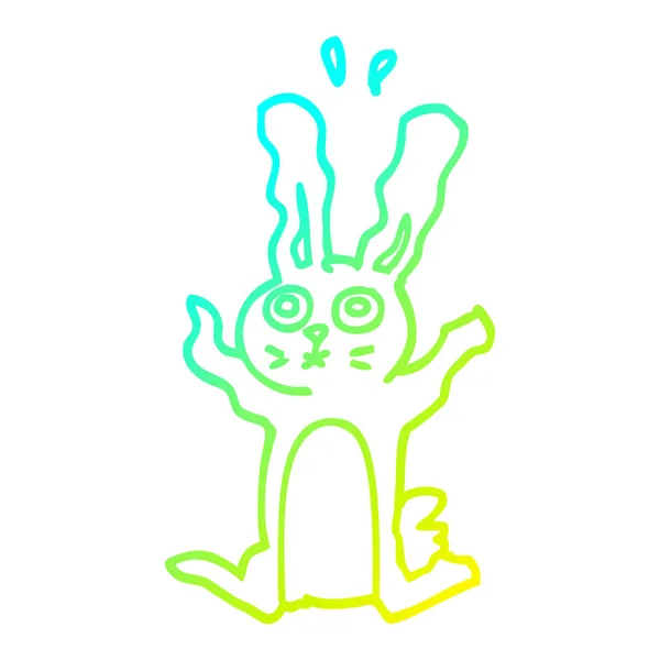 Froid dégradé ligne dessin dessin animé effrayé lapin — Image vectorielle