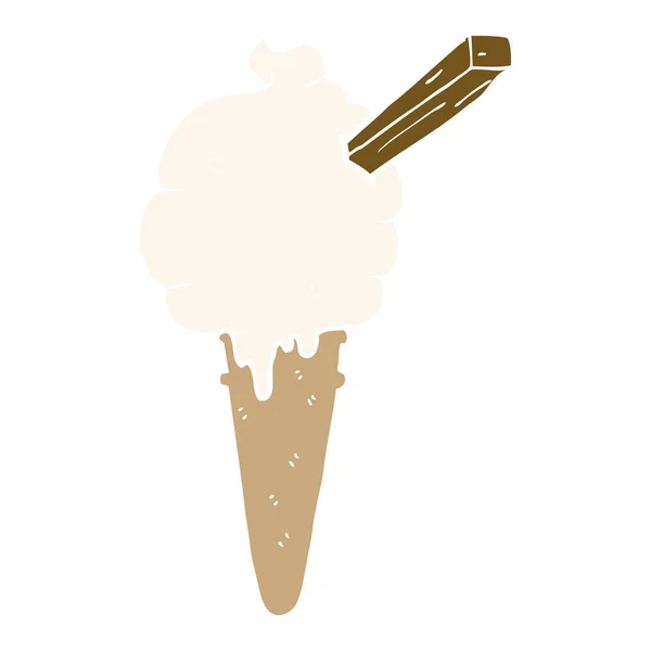 Мультяшне морозиво та мовна бульбашка в ретро-стилі — стоковий вектор