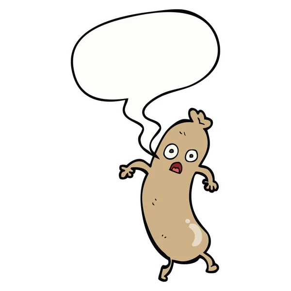 Cartoon sausage and speech bubble — Stock Vector