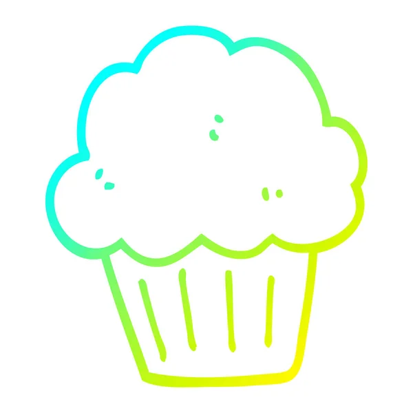 Koude gradiënt lijntekening cartoon muffin — Stockvector