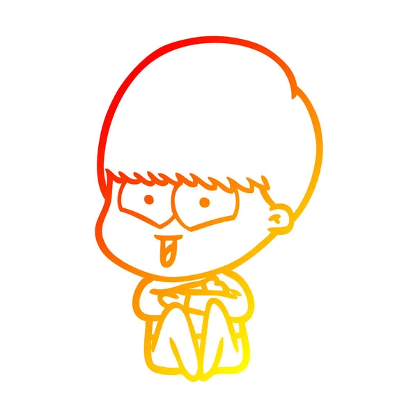 Kresba s teplým přechodem kreslený šťastný chlapec — Stockový vektor