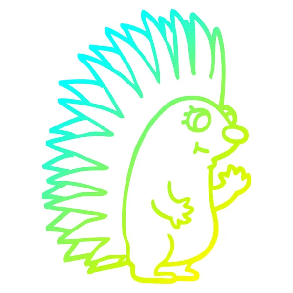 Linha de gradiente frio desenho cartoon ouriço spiky — Vetor de Stock