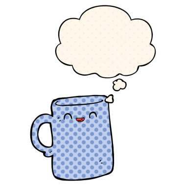 çizgi film kupası ve çizgi roman tarzında düşünce balonu