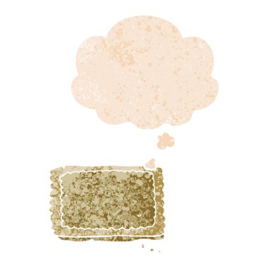 karikatür bisküvi ve retro dokulu tarzında düşünce balonu