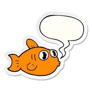 karikatür balık ve konuşma kabarcık etiket