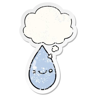 karikatür sevimli yağmur damlası ve sıkıntılı yıpranmış st olarak kabarcık düşünce