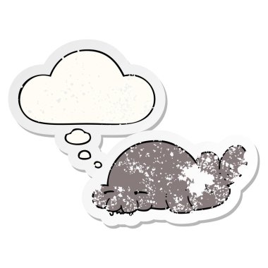 karikatür mühür ve sıkıntılı yıpranmış etiket olarak kabarcık düşünce