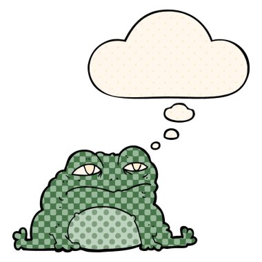 çizgi film kurbağası ve çizgi roman tarzında düşünce balonu