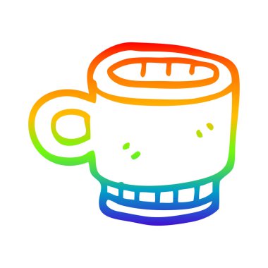 gökkuşağı gradyan çizgi çizim karikatür kahve kupa