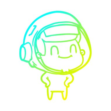 soğuk degrade çizgi çizim mutlu karikatür astronot adam