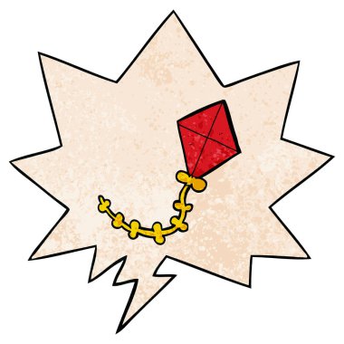 retro doku tarzında karikatür uçurtma ve konuşma balonu