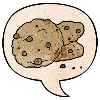 retro doku tarzıkarikatür çerezleri ve konuşma balonu