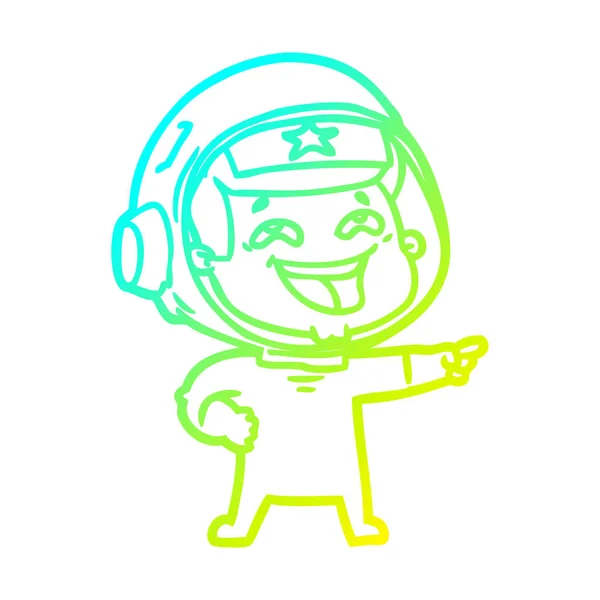 Studená Přechodová čára kreslení kreslený astronaut — Stockový vektor