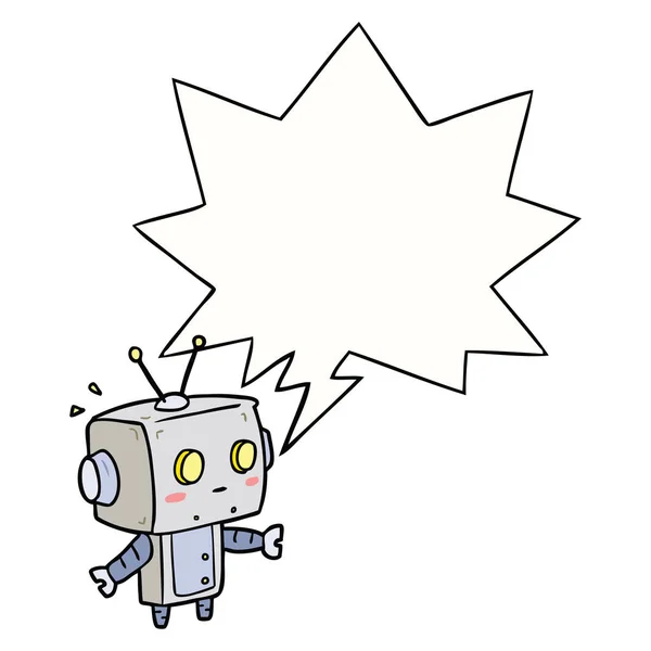 かわいい漫画驚きのロボットとスピーチバブル — ストックベクタ