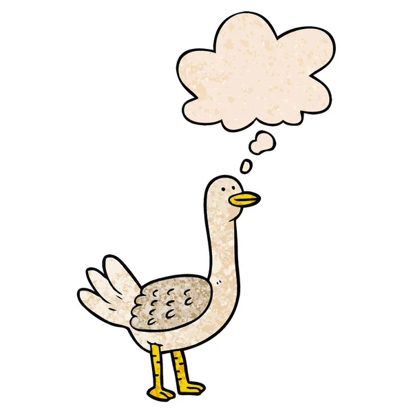 Cartoon ptak i myśl bańka w grunge tekstura wzór — Wektor stockowy