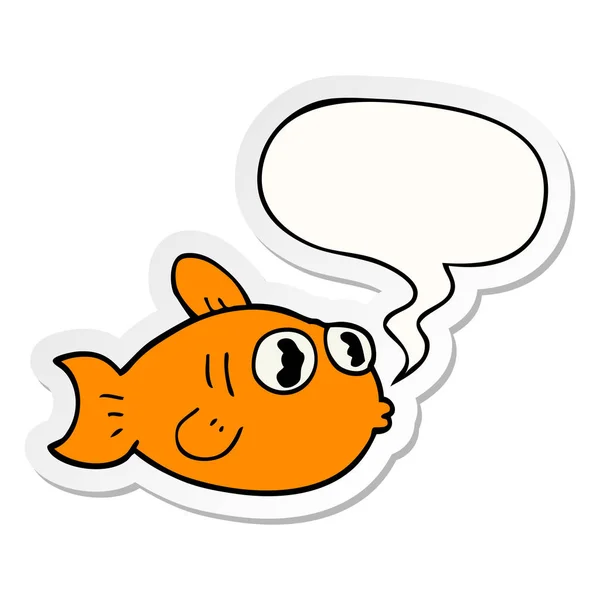 Cartoon fish and speech bubble sticker — Stock Vector