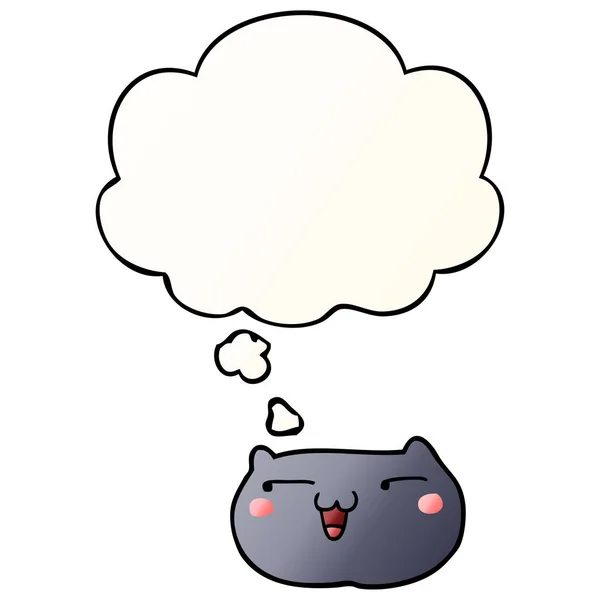 Cartoon kat gezicht en gedachte bubble in gladde gradiënt stijl — Stockvector