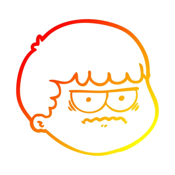 Linea gradiente caldo disegno cartone animato volto maschile — Vettoriale Stock
