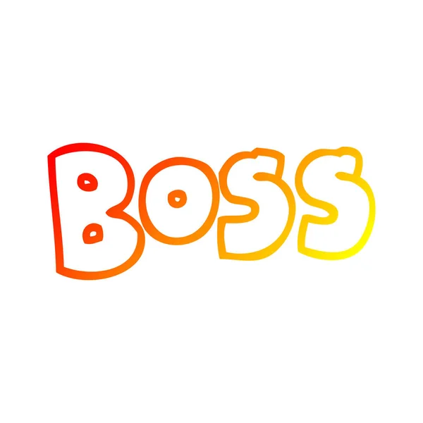 Warme kleurovergang lijntekening cartoon woord baas — Stockvector