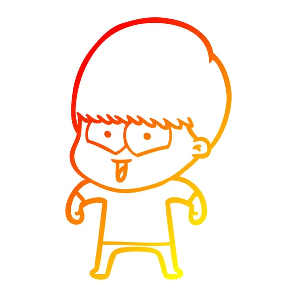 Meleg színátmenet vonal rajz karikatúra boldog fiú — Stock Vector