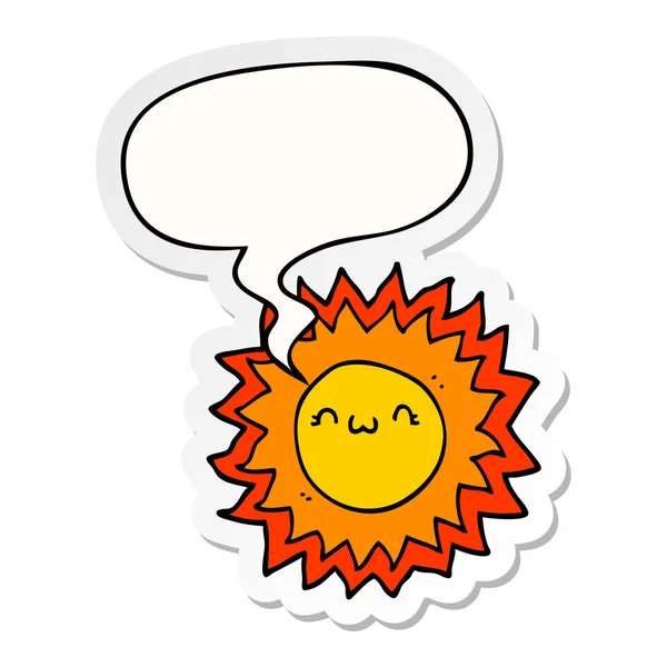 Karikatür güneş ve konuşma balonu etiket — Stok Vektör