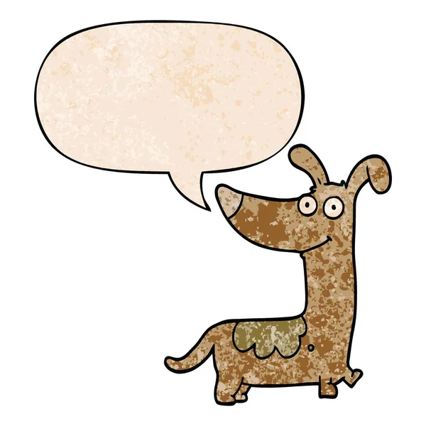 Dibujos animados de perro y la burbuja del habla en estilo de textura retro — Archivo Imágenes Vectoriales