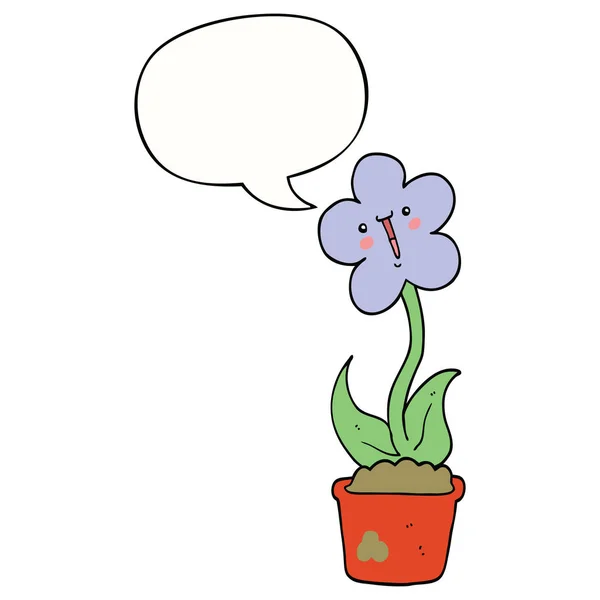 Cute cartoon flower and speech bubble — Stock Vector