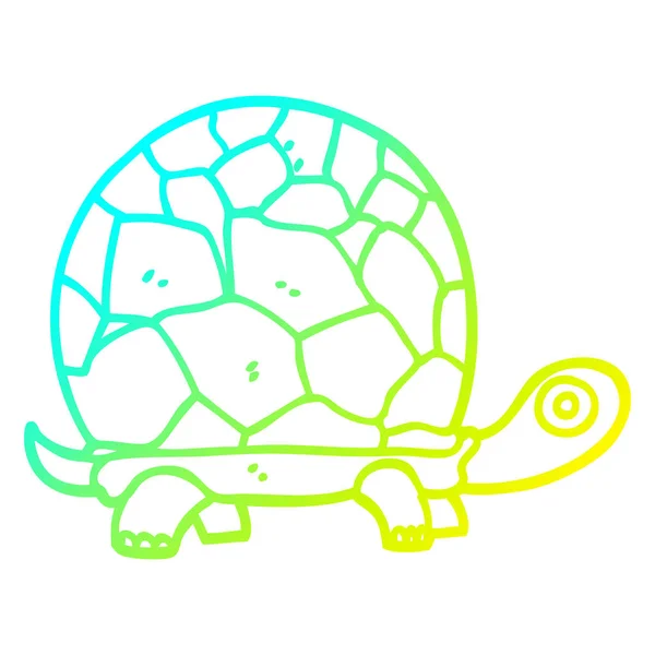 Linha gradiente frio desenho tartaruga desenhos animados — Vetor de Stock