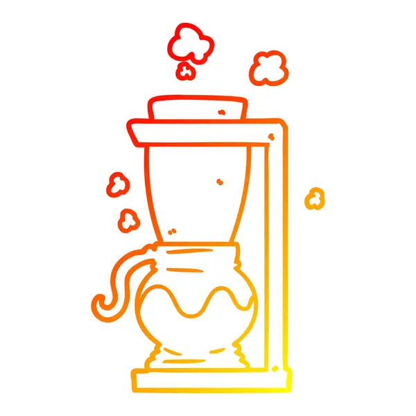 暖かいグラデーションライン描画漫画フィルターコーヒーマシン — ストックベクタ