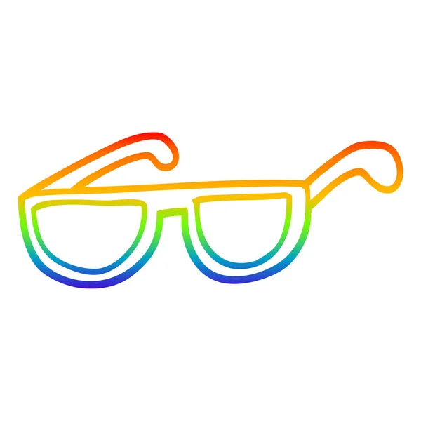 Arco iris gradiente línea dibujo dibujos animados gafas de sol — Archivo Imágenes Vectoriales