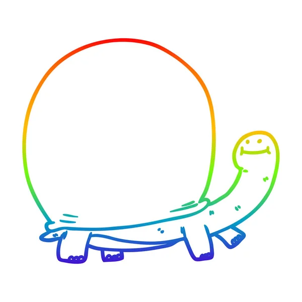 Rainbow gradient line drawing cartoon tortoise — Stock Vector