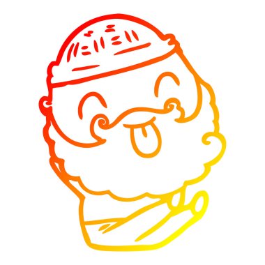 sıcak degrade çizgi çizim sakallı oturan adam dışarı t yapışmasını