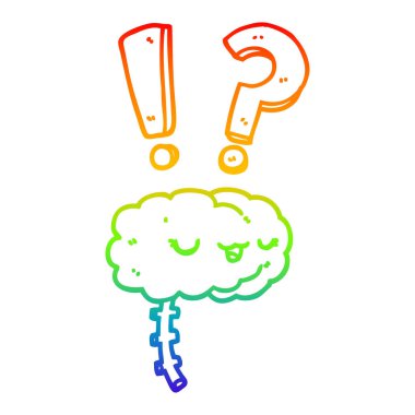 gökkuşağı gradyan çizgi çizim karikatür meraklı beyin