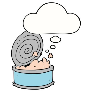 karikatür konserve balık ve düşünce balonu