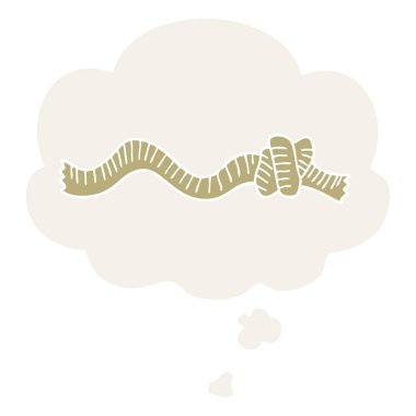 retro tarzında karikatür düğümlü ip ve düşünce balonu