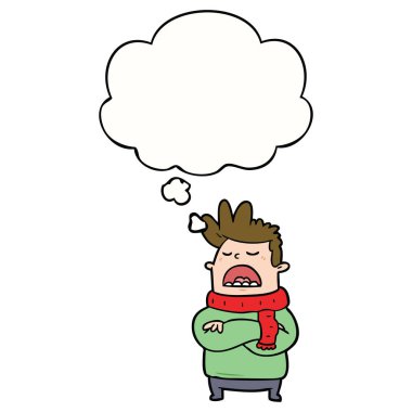 karikatür adam ve düşünce balonu