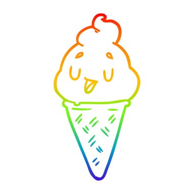 gökkuşağı degrade çizgi sevimli dondurma çizim