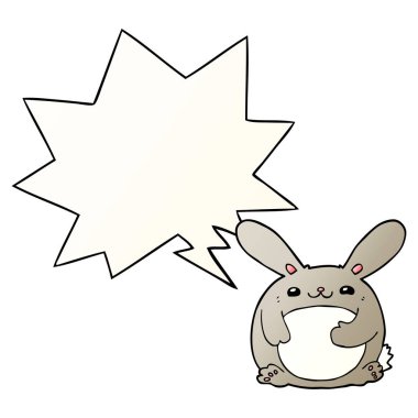 düzgün degrade tarzında karikatür tavşan ve konuşma balonu