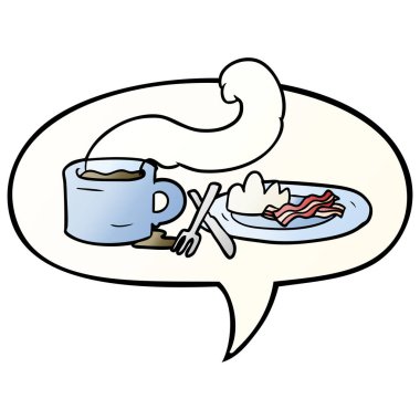 kahve ve pastırma ve smoot konuşma balonu karikatür kahvaltı