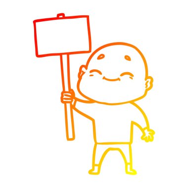 sıcak degrade çizgi çizim mutlu karikatür kel adam