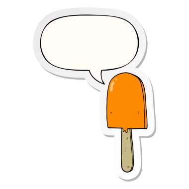 karikatür lolipop ve konuşma kabarcık etiket