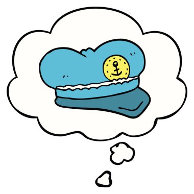 karikatür denizci şapka ve düşünce balonu