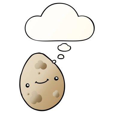 karikatür yumurta ve pürüzsüz degrade tarzında düşünce balonu
